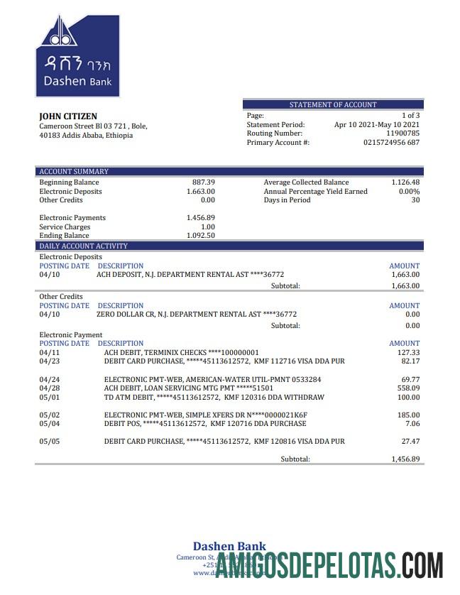 Etiópia Dashhen Bank define estratégia